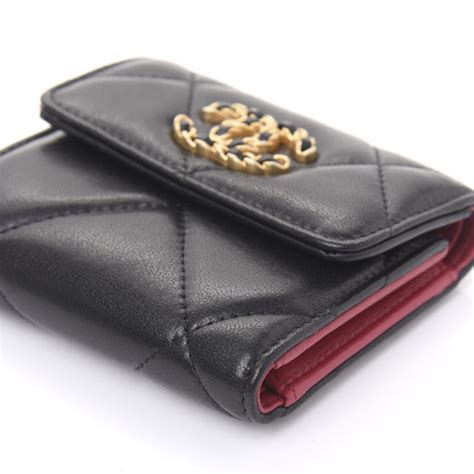 chanel 19 small flap wallet|chanel zipped wallet small.